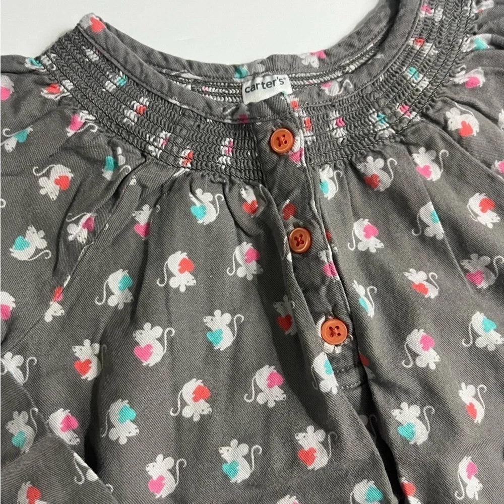 Carters • Grey Mouse with Hearts Dress